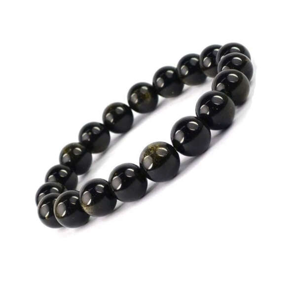 Black Obsidian Round Bead Bracelet
