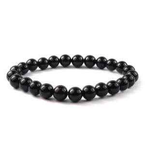 Black Tourmaline 8mm Round Bead Bracelet
