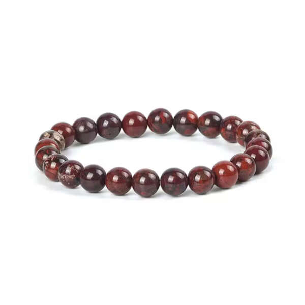 Blood Stone Round Bead Bracelet