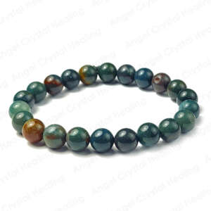Blood Stone Round Bead Bracelet