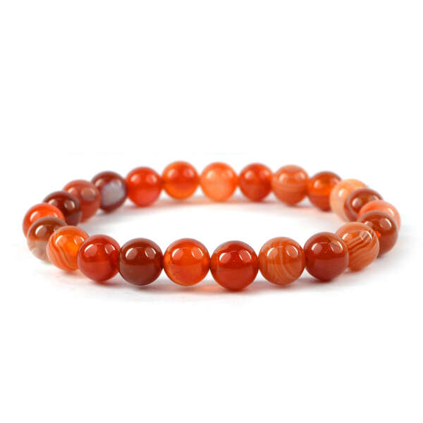 Carnelian 8 mm Round Bead Bracelet