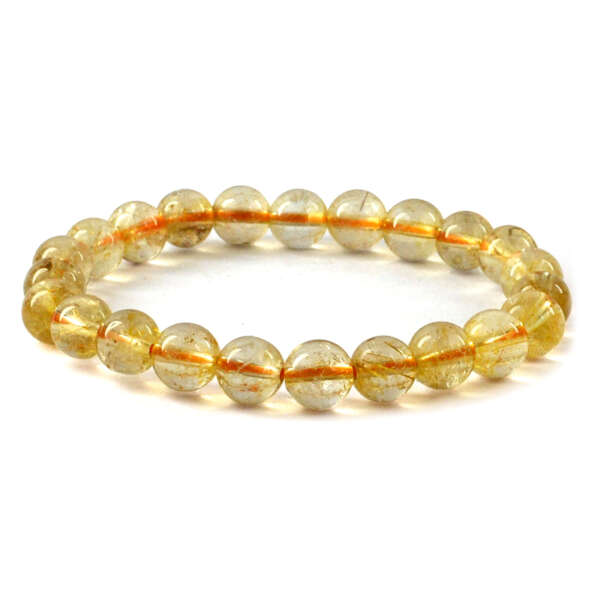 Golden Rutile 8 mm Round Bead Bracelet