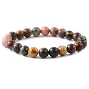 Rhodonite Round Bead Bracelet