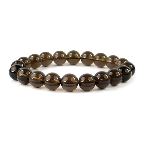Smoky Quartz Round Bead Bracelet